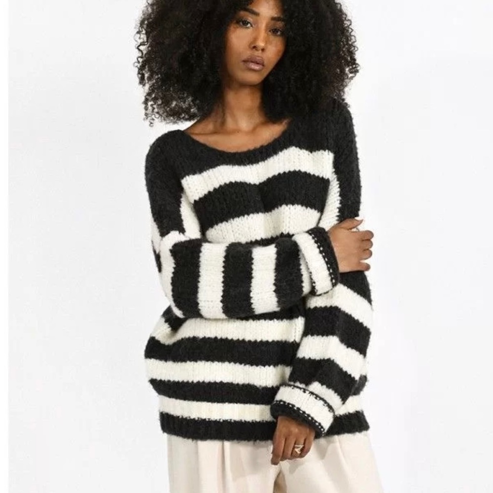 Molly Bracken blue and white striped-size large